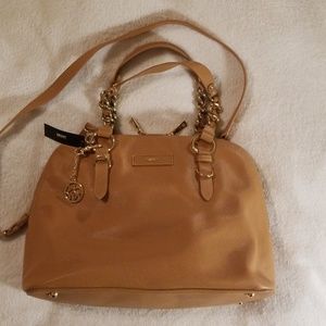 DKNY camel leather purse w/ gold hardware NWT